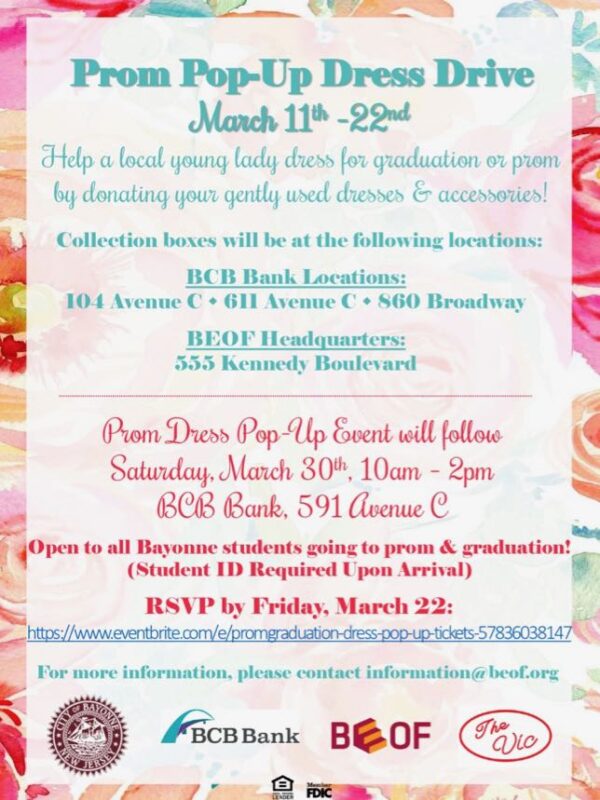 Prom PopUp Dress Donation Bayonne Economic Opportunity Foundation