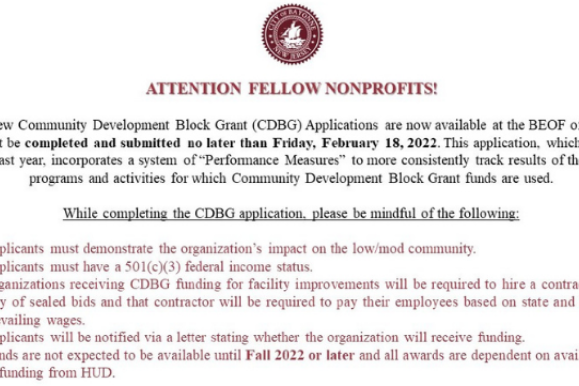 CDBG Application Announcement