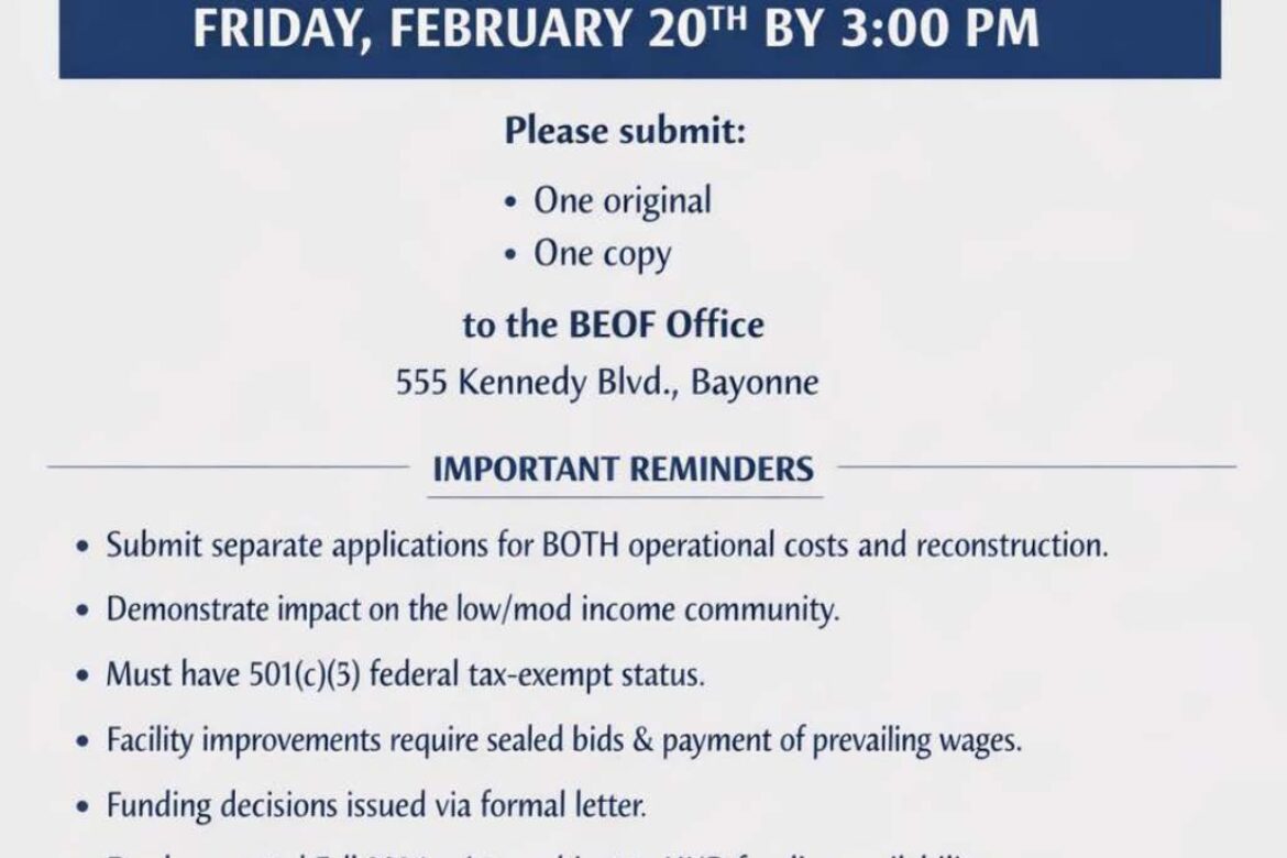 CDBG Applications Due Friday, February 20, 2026!